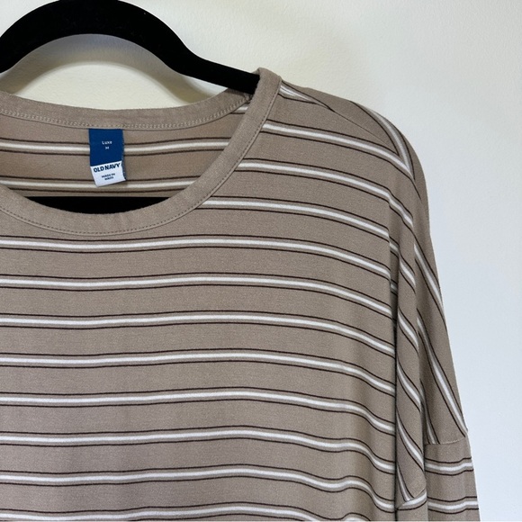 Old Navy | Tan Striped Long Sleeve Shirt | Striped Tunic T-shirt - Picture 3 of 6